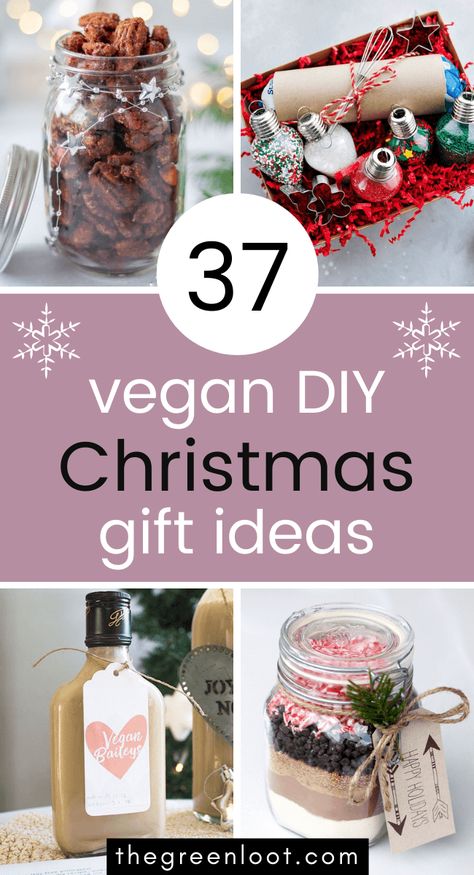 These fun and easy DIY vegan Christmas Gift Ideas make the best homemade, edible presents for your loved ones! Get creative! | The Green Loot Vegan Gifts For Her, Vegan Gift Basket Ideas, Vegan Food Gifts, Vegan Gift Basket, Healthy Food Gifts, Diy Christmas Gifts Food, Vegan Gift Ideas, Food Gift Ideas, Hampers Ideas