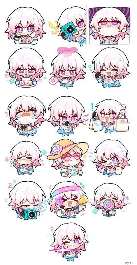 March 7th, Emoji Art, Chibi Drawings, Dessin Adorable, Honkai Star Rail, Anime Stickers, 영감을 주는 캐릭터, Cute Chibi, Kawaii Drawings