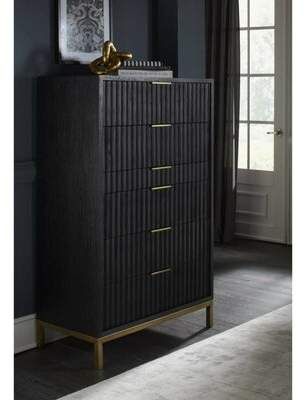 Everly Quinn Arnoldsville Scalloped Front 6 Drawer Chest Quinn Platform Bedroom Sets, Oak Chest Of Drawers, Scalloped Design, 6 Drawer Chest, Gold Bedroom, Drawer Design, Entertainment Furniture, Bed Slats, Tubular Steel