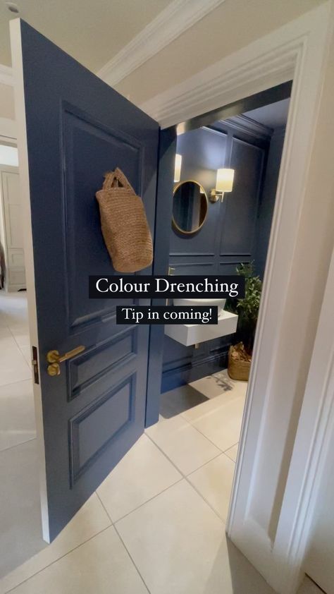 Colour drenching, what happens to the doors?!?! A question I asked when we were painting our doors different on one side to the other, so… | Instagram Paint Drenching, Colour Drenching Bathroom, Colour Drenching Bedroom, Colour Drenching, Color Drenching, Powder Bathroom, Downstairs Loo, House Paint, Paint Colours