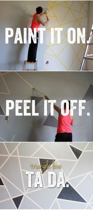 Personal and graphic walls - 20 Incredible Paint Wall Decoration Ideas Triangle Wall, Diy Projektit, Youth Room, Diy Interior, Decor Minimalist, New Wall, Decor Rustic, Wall Paint, My New Room