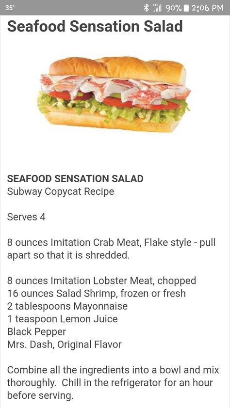 Seafood Sensation Subway, Seafood Salad Sandwich, Subway Seafood And Crab Recipe, Subway Crab Salad Recipe, Subway Seafood Salad Recipe, Subway Seafood Sensation Recipe, Sensation Salad, Seafood Sandwich, Seafood Sandwiches