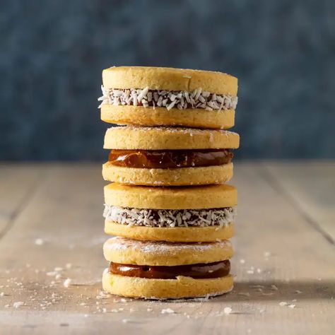 Alfajores de Maicena (Buttery Cornstarch Cookies Filled with Dulce de Leche) | Cook's Illustrated Cornstarch Cookies, Jelly Gummies, Donut Toppings, Cookie Toppings, Caramel Tart, America's Test Kitchen Recipes, Cooks Illustrated, Cake Donuts, Food Words