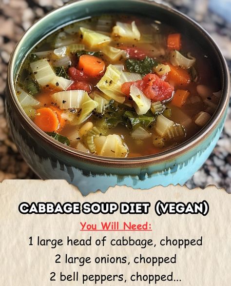 Vegan Cabbage Soup, Vegan Cabbage, Cabbage Diet, Cabbage Soup Diet Recipe, Detox Soup Cabbage, Can Diced Tomatoes, Diet Soup Recipes, Cabbage Soup Diet, Culinary Techniques