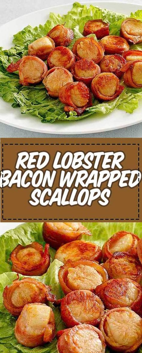 Red Lobster Bacon Wrapped Scallops is one of the most popular dishes on the restaurant menu. Get the easy copycat recipe to find out how to cook the best scallops wrapped in bacon and baked in the oven. The butter wine sauce marinade is what makes it so good. A great appetizer to share or enjoy these tasty scallops for dinner. #scallops #seafoodrecipes #copycat #copycatrecipes #redlobster Best Scallops, Butter Wine Sauce, Scallops Bacon, Scallops Wrapped In Bacon, Bacon Wrapped Scallops Recipe, Bacon Scallops, Seafood Recipes Scallops, Restaurant Appetizers, Baked Scallops