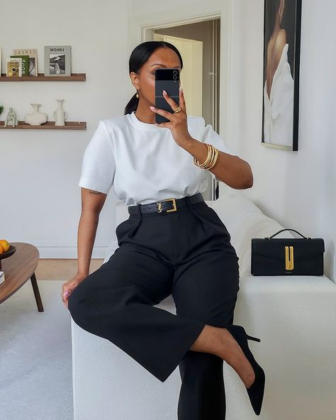 Ysl Belt Outfit, Black Belt Outfit, Ysl Handbag, Corporate Girlie, Business Fits, Neat Casual Outfits, Conservative Fashion, Work Fits, Business Savvy