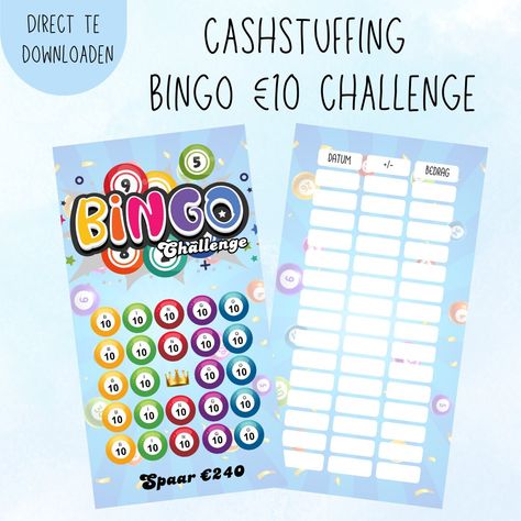 Bingo Spaar challenge, Euro, A6 budgetbinder, Spaarchallenge, Printable, Spaarmethode, Budget planner, NL, Enveloppenmethode, Cashstuffen Saving Challenge Printable, A6 Budget Binder, Saving Challenge, Budget Binder, Savings Challenge, Budget Planner, Bingo, Personal Finance, Budgeting