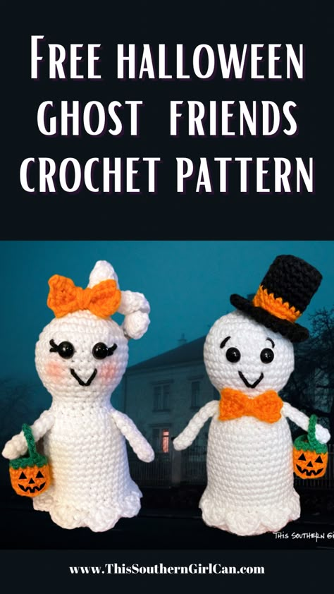 Free Ghost Crochet Pattern Crochet Witch Legs Pattern, Free Crochet Halloween, Ghost Crochet Pattern, Crochet Halloween Patterns Free, Crochet Halloween Decorations, Crochet Halloween Patterns, Wings Tutorial, Ghost Crochet, Ghost Friends