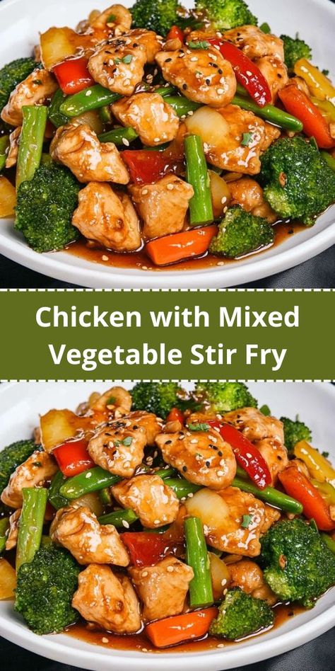 Chicken with Mixed Vegetable Stir Fry Vegetable Stir Fry Sauce, Chinese Vegetable Stir Fry, Asian Chicken Stir Fry, Easy Chicken Stir Fry Recipe, Chicken Vegetable Stir Fry, Veg Stir Fry, Mix Vegetable Recipe, Chicken Stir Fry Recipe, Easy Chicken Stir Fry