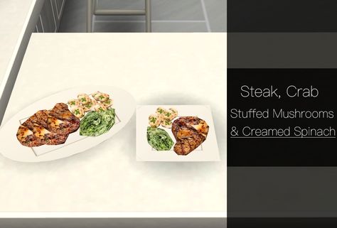 Baking Dish Recipes, Steakhouse Recipes, Ruths Chris Steakhouse, Crab Stuffed Mushrooms, Ruth Chris, Sims 4 Tsr, Custom Recipe, Biscuits And Gravy, Creamed Spinach