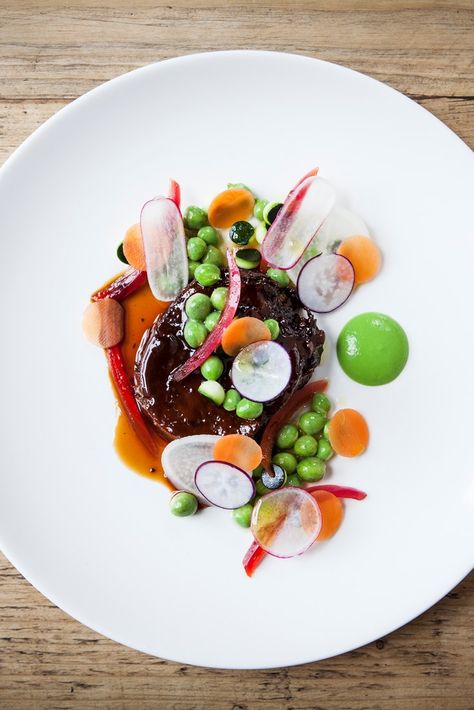 Smoked ox tongue, peas, pickled vegetables Ox Tongue Recipe, Recipe With Pickles, Cow Tongue, Ox Tongue, Fresh Peas, Beef Tongue, Great British Chefs, How To Cook Beef, Summer Menu