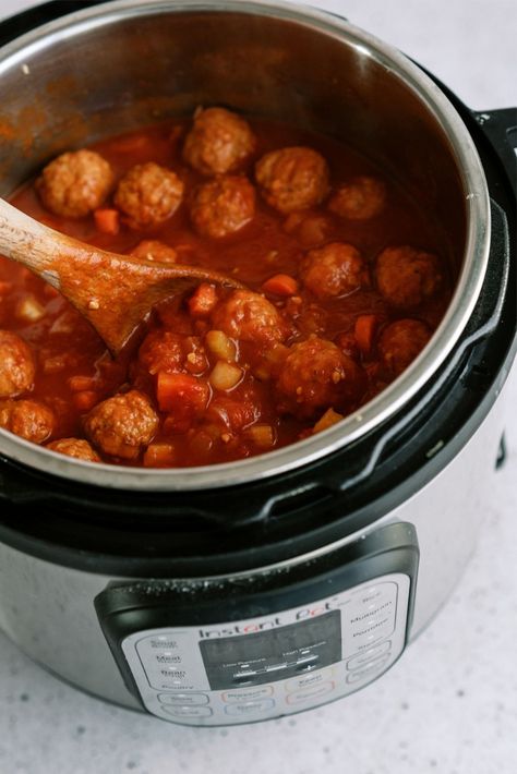 Meatball Soup Recipes Easy, Instant Pot Meatball Soup, Instant Pot Meatball Soup Recipes, Meatball Soup With Frozen Meatballs, Italian Meatball Soup Instant Pot, Soup With Frozen Meatballs, 20 Minute Meatball Soup, Instant Pot Dump And Go, The Cozy Cook Meatball Soup