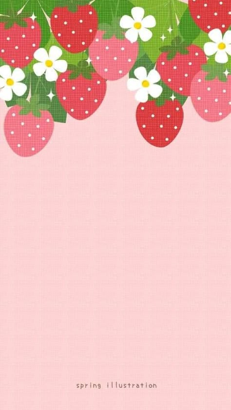 Strawberry Cartoon Wallpaper, Cute Strawberry Background, Strawberry Lockscreen Aesthetic, Strawberry Kawaii Wallpaper, Strawberry Illustration Drawings, Kawaii Illustration Wallpaper, Fresas Wallpaper, Strawberry Background Aesthetic, Wallpaper Fresas