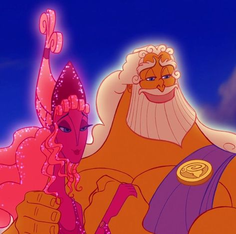 From Hercules (1997) Hera And Zeus, Hercules Characters, Hercules Movie, Hercules 1997, The Greek Gods, Zeus And Hera, Disney Pics, African Sunset, Mount Olympus