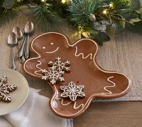 Pottery Barn Christmas 2024, Brr Basket, Christmas Pottery Ideas, Winter Pottery, Gingerbread Tree, Gingerbread Gifts, Christmas Pottery, Pottery Barn Christmas, Cookie Platter