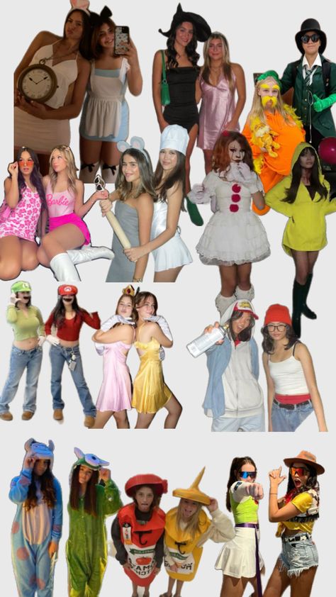 girls bestie duo outfit inspo for halloween very cutesy Carnaval Duo, Girl Duo Costumes, Duo Outfit Ideas, Costumes For Trios, Costume Duos, Halloween Costumes For Trios, Costumes For Duos, Halloween Costumes For Duos