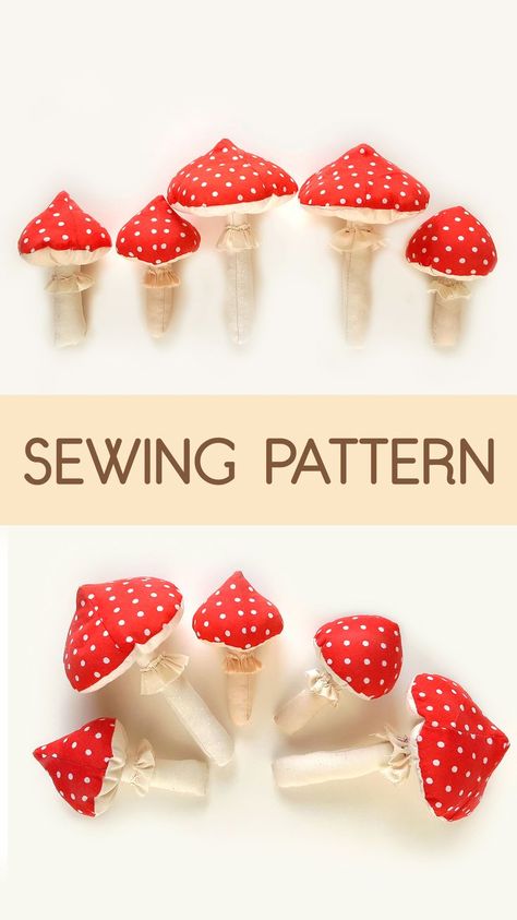 Get Ready to Sew: Download Mushroom Sewing Pattern PDF Mushroom Sewing Pattern, Mushroom Stuffed Animal, Mushroom Sewing, Mushroom Christmas Ornaments, Fabric Mushrooms, Fly Agaric, Handmade Stuffed Animals, Plushie Patterns, Heirloom Doll