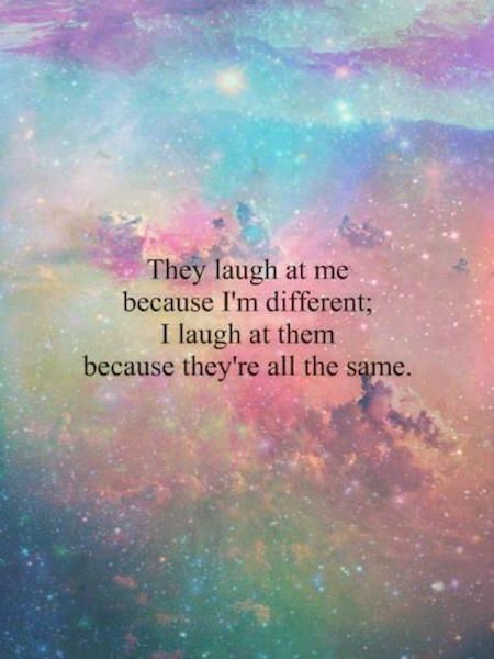 Don’t be afraid to be different. Be your own self always. Don’t let people discourage you.  Be different if you wish and stand out like the brightest star in the sky. Like if don’t care that your different because you are yourself!  #positivemindset #positivevibes #positivity #dailyquotes #inspiration #motivation #InspirationalQuotes #MotivationalQuotes #health #wealth #love #happiness #peace #dreams #goals #success Bohol, Silver Lining, Quotable Quotes, Amazing Quotes, Infj, Cute Quotes, Beautiful Quotes, The Words, Great Quotes