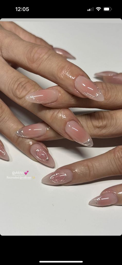 Nails For Singapore, Light Pink Korean Nails, Guest Nails For Wedding, Korean Nail Art Aesthetic 2024, Clear Nail Extensions, Easy Douyin Nails, Korean Minimalist Nails, Winter Minimalist Nails, Short Douyin Nail