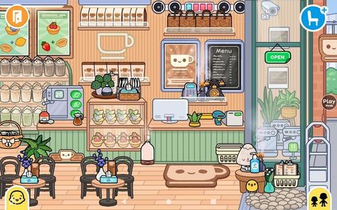 Cafe In Toca Boca, Toca Boca Room Ideas Cafe, Toca World Cafe Ideas, Toca Boca Café Ideas, Cafe Ideas Toca Boca, Toca World Shop Ideas, Toca Boca Cafe Ideas Aesthetic, Toca Boca Coffee Shop Ideas, Local Shop Toca Boca Ideas