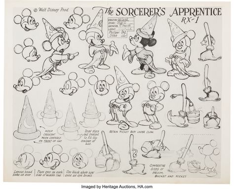 Fantasia - The Sorcerer's Apprentice - Mickey Mouse Mickey Mouse Sketch, The Sorcerer's Apprentice, Mouse Character, Animation Disney, Cartoon Character Tattoos, Fantasia Disney, Mickey Mouse Art, Disney Concept Art, Disney Sketches