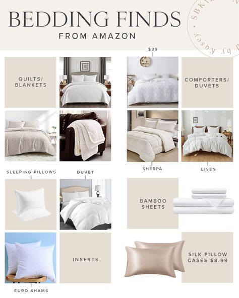 BEDDING \ Amazon bedding finds for a neutral and cozy bed!! Duvets, comforters, pillows, blankets, inserts and more to complete the perfext cozy, luxurious space at affordable prices. | SBK Living Amazon Luxury Bedding, Bedding Amazon, Bed Duvets, Amazon Bedding, Hotel Collection Bedding, Affordable Bedding, Bamboo Sheets, Bedding Basics, Bedroom Refresh