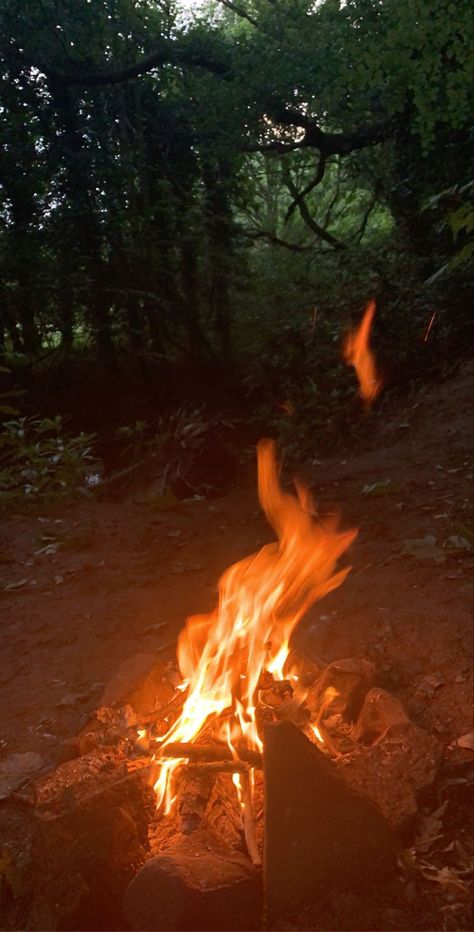 In The Woods Somewhere Aesthetic, Fire In The Woods Aesthetic, Fire Pit Astetic, Slow Burn Aesthetic Pictures, Aesthetic Fire Pictures, Summer Woods Aesthetic, Crimson Rivers Aesthetic, Fire Pit Aesthetic, River Aesthetic Summer