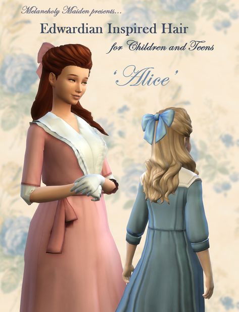 Edwardian Hair, Sims 4 Decades Challenge, Edwardian Hairstyles, Sims Medieval, Sims 4 Challenges, Victorian Hairstyles, Sims 4 Children, The Sims 4 Packs, Sims 4 Mm Cc