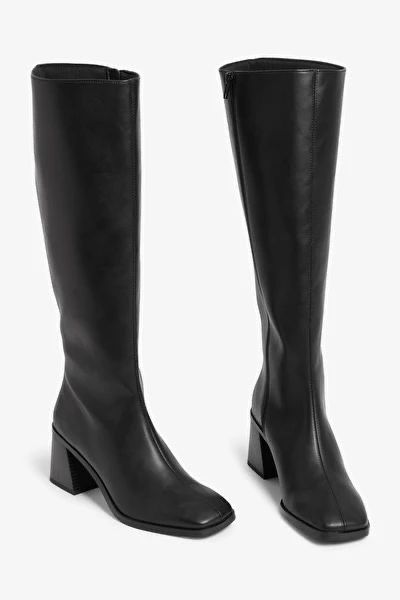 Black Knee Boots, Dr Shoes, Black High Boots, Black Knee High Boots, Faux Leather Boots, Aesthetic Shoes, Black Knees, Mode Inspo, Boots Knee