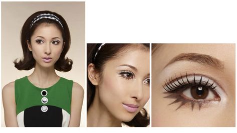 60s Eye Makeup, Kohl Makeup, Mod Makeup, 1960s Makeup, 60s Makeup, Makeup Asian, Eyeliner Designs, Makeup For Older Women, Japanese Cosmetics