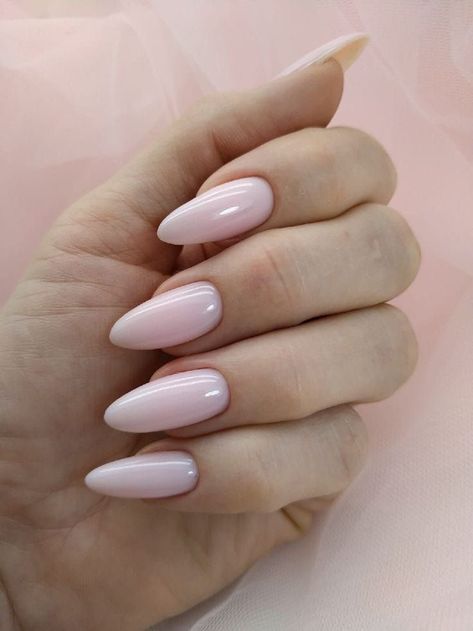 Pale Pink Nails Almond Shape, Pretty Almond Nails Classy Pink, Almond Nails Pale Pink, Ballet Pink Almond Nails, Elegant Almond Nails Classy Ombre, Light Pink Oval Acrylic Nails, Light Almond Nails, Nails Acrylic Baby Pink, Baby Pink Oval Nails