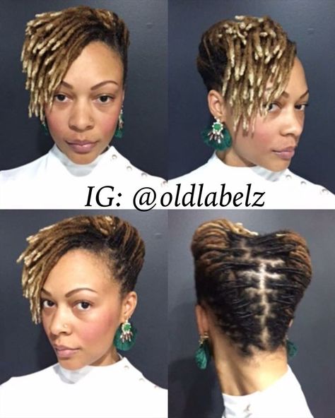 Dreadlock Styles With Shaved Sides, Loc Styles Updo Classy, Short Starter Loc Styles For Women Updo, Loc Updos For Women On Short Locs, Latest Dreadlocks Styles For Short Hair, Loc Styles Updo Women, Locs Hairstyles For Women Short Updo, Faux Locs Updo Styles, Short Locs Updo Styles