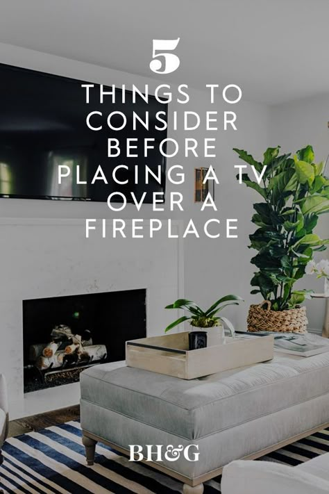 Tv Above Gas Fireplace Ideas, How High To Hang Tv Over Fireplace, Fireplace With Tv Over It, Tv Mounted On Fireplace, Where To Put The Tv With A Fireplace, Fireplace Tv Placement, Fireplace Ideas Tv Above, Above Fireplace Tv Ideas, Tv Over The Fireplace Ideas