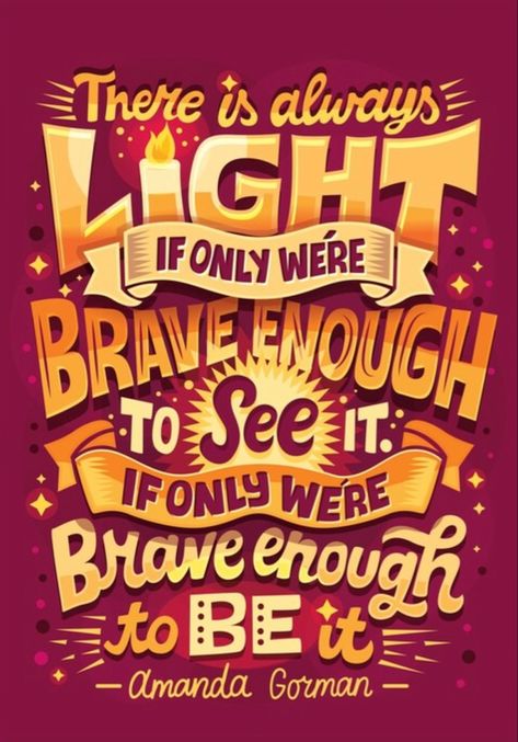 Risa Rodil, Amanda Gorman, Brave Enough, Slogan Design, Greeting Card Design, Kraft Envelopes, Word Art, Science Poster, Hand Lettering