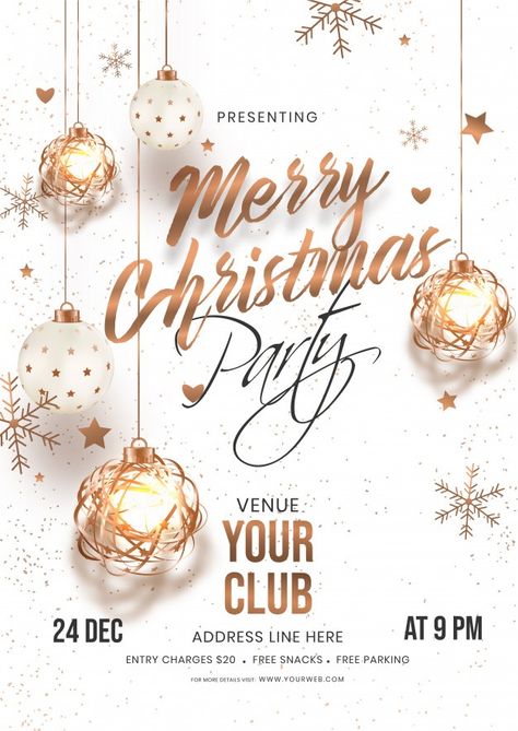 Christmas Venue, Xmas Party Invitations, Hanging Baubles, Christmas Party Invitations Printable, White Christmas Party, Christmas Poster Design, Christmas Invitation Card, Christmas Party Poster, Christmas Graphic Design