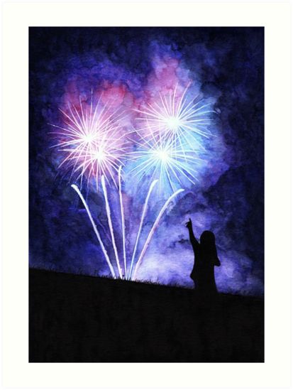 Fireworks Paintings, Firework Painting Easy, Paint Fireworks, Acrylic Painting Fireworks, Watercolor Fireworks, Paintings Of Fireworks, How To Draw Fireworks, Pink Fireworks, Firework Painting