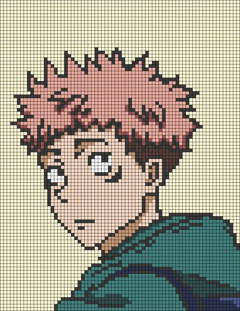 Pixel Art Pattern Anime Easy, Anime Pixel Art Grid Easy, Pixel Art Anime Easy, Pixel Drawing Anime, Pixel Anime Art, Gojo Pixel Art, Anime Alpha Pattern, Anime Pixel Art Grid, Pixel Art Pattern Anime