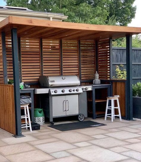 Bbq Shelter Ideas, Bbq Shelter, Bbq Shed, Bbq Gazebo, Bbq Hut, Outdoor Kitchen Design Modern, Shelter Ideas, Outdoor Bbq Area, Outdoor Grill Station