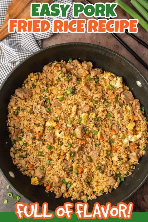 Pork Fried Rice Easy, Pork And Rice Recipes, Pork Fried Rice Recipe, Fried Rice Recipe Easy, Fried Rice With Egg, Eating On A Dime, Pork Fried Rice, Recipes Air Fryer, Leftover Pork