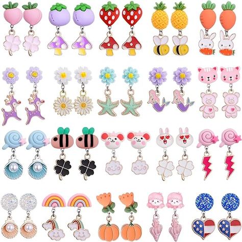 Amazon.com: 20 Pairs Clip on Earrings for Girls -Cute Clip Earrings Hypoallergenic Earrings for Kids- ST Patricks Day Earrings Christmas Earrings Dangle Earrings for Teen Girls : Clothing, Shoes & Jewelry Anime Fireworks, Lovely Clip, St Patricks Day Earrings, Kids Studs, Friendship Earrings, Earrings For Kids, Fireworks Festival, Clip On Earring, Festival Background