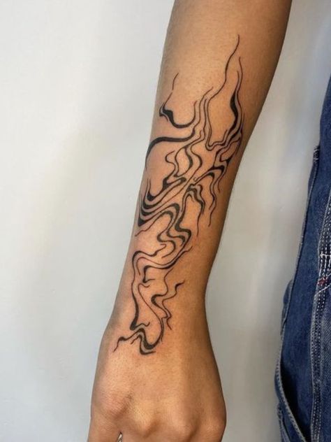 Wavy Tattoo Design Leg, Wavy Liquid Tattoo Leg, Marble Arm Tattoo, Flame Knee Tattoo, Abstract Wrist Tattoo, Wavy Liquid Tattoo, Marbled Tattoo, Liquid Tattoo Design, Marble Tattoo Design