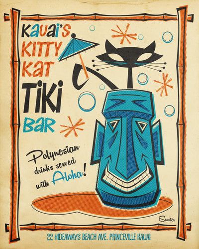 Tiki Art Illustrations, Tiki Mid Century Modern, Tiki Bar Illustration, Tiki Bar Aesthetic, Tiki Poster, Tiki Aesthetic, Tiki Illustration, Tiki Bar Ideas, Mid Century Tiki