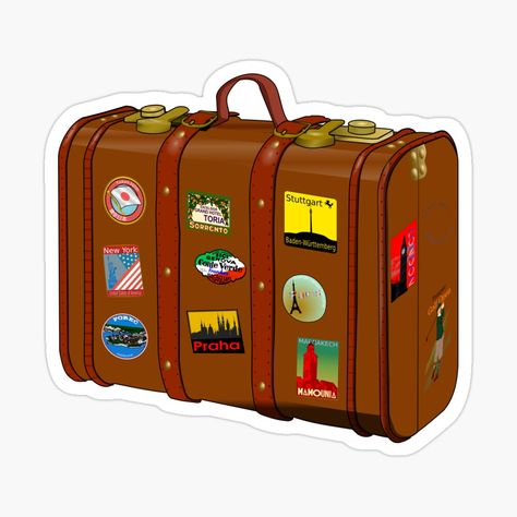 Get my art printed on awesome products. Support me at Redbubble #RBandME: https://www.redbubble.com/i/sticker/Cute-suitcase-with-sticker-packs-for-travellers-and-voyagers-by-PrimeScripts/66546555.EJUG5?asc=u Traveling Stickers, Suitcase With Stickers, Travel Stickers Printable, Cute Suitcase, Sticker Suitcase, Rimowa Luggage, Suitcase Stickers, Cute Suitcases, Luggage Stickers