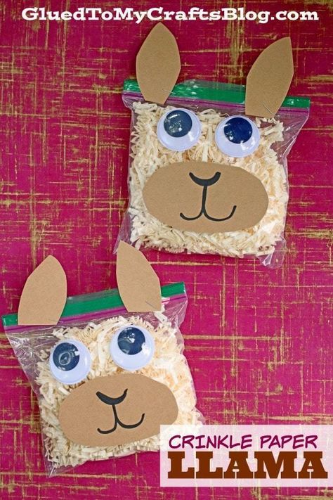 Storytime Crafts, Llama Llama, Arts And Crafts For Teens, Arts And Crafts House, Easy Art Projects, Easy Arts And Crafts, Crinkle Paper, Art And Craft Videos, Kid Craft