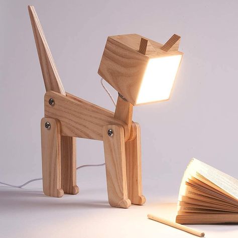 Aesthetic Meaning, Unique Bedside Tables, Wooden Desk Lamp, Wooden Lamps Design, Dog Lamp, Nordic Table, Cat Lamp, Boy Girl Bedroom, Wooden Table Lamps