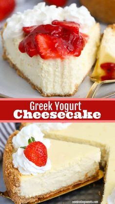 Healthier Cheesecake Recipe, Low Fat Cheesecake Recipes, Cheesecake Philadelphia, Graham Cracker Crust Cheesecake, Greek Yogurt Dessert, Healthy Cheesecake Recipes, Greek Yogurt Cheesecake, Yogurt Cheesecake, Light Cheesecake