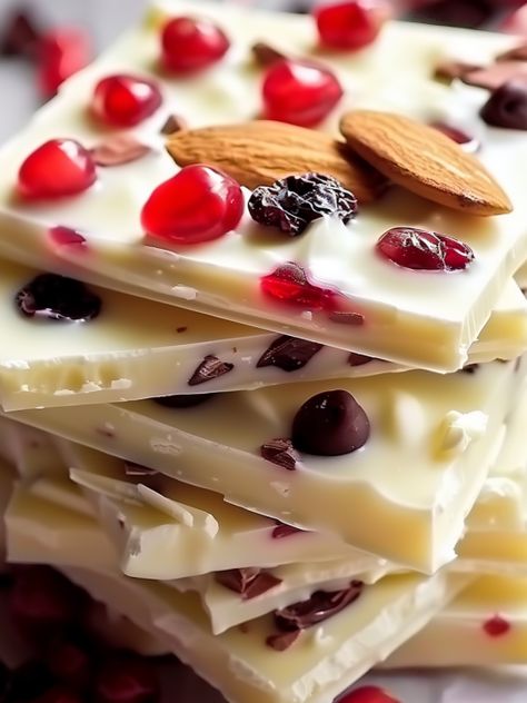 White Chocolate Bark Recipes, White Chocolate Bark, Chocolate Bark Recipe, No Bake Pumpkin Cheesecake, White Chocolate Candy, White Chocolate Cranberry, Bark Recipe, German Chocolate Cake, Organized Chaos