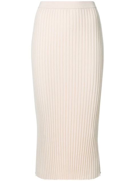 JOSEPH ribbed-knit skirt. #joseph #cloth # Beige Midi Skirt, Ribbed Skirt, Beige Skirt, High Rise Skirt, Knit Maxi Skirt, Knit Midi Skirt, Skirt Fits, Pink Skirt, Knit Midi