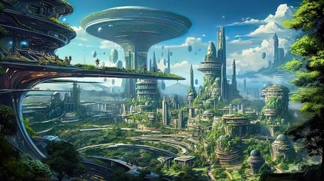 Latar Belakang Kota Fantasi Taman Dunia Masa Depan#pikbest#Backgrounds Fantasy City Background, Kota Masa Depan, Cloud City, Future World, City Background, Landscape Background, Blue City, Fantasy City, Creative Background