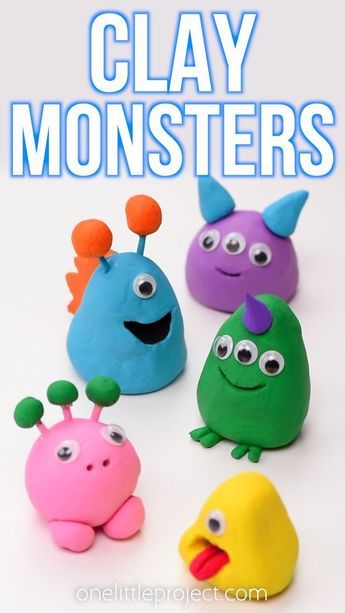 These clay monsters are SO CUTE and so easy to make! Sculpt an air dry clay monster using only your hands and a toothpick - no special tools required. This is such a fun monster craft for Halloween, monster themed birthday parties, or any time you want to get creative with clay! Clay Projects Kids, Dry Clay Crafts, Air Dry Clay Crafts, Craft For Halloween, Clay Monster, Clay Activity, Clay Art For Kids, Clay Projects For Kids, Clay Monsters